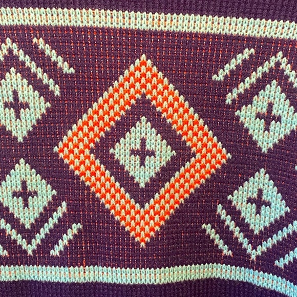 Vintage Geometric Knit Shawl Cardigan Poncho OS - Picture 6 of 6